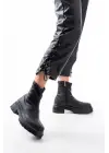 Siyah Streç Fermuarlı Günlük Kadın Bot