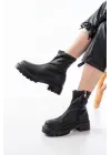 Siyah Streç Fermuarlı Günlük Kadın Bot
