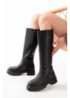 236-3021 Siyah Fermuarlı Günlük Kadın Çizme