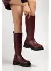 236-340 Bordo Fermuarlı Günlük Kadın Çizme