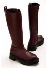 236-340 Bordo Fermuarlı Günlük Kadın Çizme