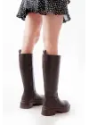 Kahverengi Fermuarlı Günlük Kadın Çizme