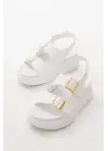 Beyaz Dolgu Topuk Kadın Sandalet