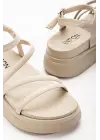 Bej Dolgu Topuk Kadın Sandalet