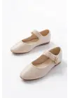 2606 Bej Baretli Günlük Bayan Ayakkabı