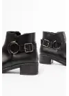 Siyah Toka Aksesuarlı Fermuarlı Günlük Kadın Bot