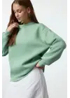 3 İplik Şardonlu Bisiklet Yaka Sweatshirt Mint