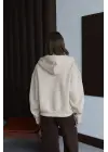 3 İplik Şardonlu Kapşonlu Hoodie Frm Bej P510437