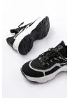 3001  Siyah Bağcıklı Fileli Günlük Spor Ayakkabı