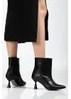 4701 Siyah Cilt  Kare Topuk Günlük Kadın Bot