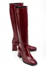 4804 Bordo Kırışık Rugan Fermuarlı Günlük Bayan Çizme