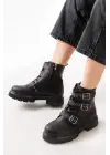 Siyah Toka Aksesuarlı Fermuarlı Günlük Kadın Bot