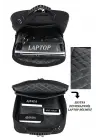 17,3 inç Sportif Keten Kumaş Siyah Laptop Sırt El Ve Omuz Çantası