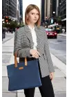 Kadın Casual Su Geçirmez 13-14 İnç Lacivert- Taba Evrak Notebook Laptop Çantası