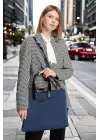 Kadın Casual Su Geçirmez 13-14 İnç Lacivert-Siyah Evrak Notebook Laptop Çantası
