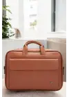 Lüx Kaliteli 16-17 inç Taba Laptop Bölmeli Evrak Çantası