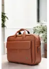 Lüx Kaliteli 16-17 inç Taba Laptop Bölmeli Evrak Çantası