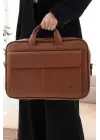 Lüx Kaliteli 16-17 inç Taba Laptop Bölmeli Evrak Çantası