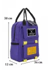 Etiket Desenli Mor Okul Sırt Çantası