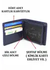 Hakiki Deri Kartlık Bölmeli Lacivert Erkek Cüzdanı
