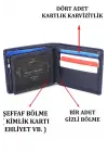 Hakiki Deri Kartlık Bölmeli Lacivert Erkek Cüzdanı