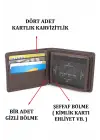 Hakiki Deri Kartlık Bölmeli Kahverengi Erkek Cüzdanı