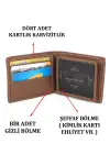 Hakiki Deri Kartlık Bölmeli Taba Erkek Cüzdanı