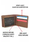 Hakiki Deri Kartlık Bölmeli Taba Erkek Cüzdanı