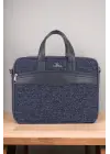 Keten Kumaş 13-14 Inç Macbook Pro Air Lacivert Laptop Evrak Çantası