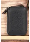 Hakiki Deri Fermuarlı Siyah Kartlık Cüzdan