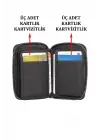 Hakiki Deri Fermuarlı Siyah Kartlık Cüzdan