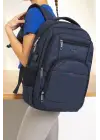Büyük Boy Su Geçirmez 15,6 inç Lacivert Notebook Laptop Sırt Çantası