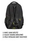 Sportif Darbe Emici Su Geçirmez 13,3-14 inç Siyah Laptop Sırt Çantası