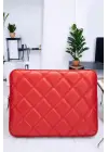 Kapitone 15-16 İnç Kırmızı Notebook Tablet Laptop Kılıfı