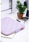 Kapitone 15-16 İnç Lila Notebook Tablet Laptop Kılıfı