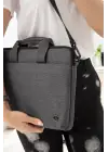 Su Geçirmez Kumaş 13-14 İnç Koyu Gri Evrak & Notebook Laptop Çantası