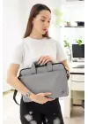 Su Geçirmez Kumaş 13-14 İnç Açık Gri Evrak & Notebook Laptop Çantası