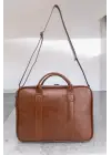 Unisex Lüx Macbook Organizer 15.6-16 İnç Taba Laptop Evrak Çantası