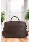 Lüx Hakiki Deri 14-15.6 İnç Kahverengi Laptop & Evrak Çantası