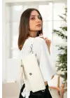 Uzun Askılı Kadın Ekru Clutch Portföy Çantası