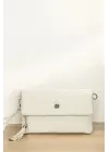 Uzun Askılı Kadın Ekru Clutch Portföy Çantası