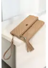 Uzun Askılı Kadın Vizon Clutch Portföy Çantası