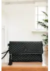 Uzun Askılı Kadın Siyah Clutch Portföy Çantası