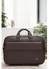 Lüx Kaliteli 16-17 inç Kahverengi Laptop Bölmeli Evrak Çantası