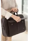 Lüx Kaliteli 16-17 inç Kahverengi Laptop Bölmeli Evrak Çantası