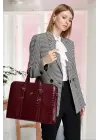 Unisex Lüx 14-15.6 inç Bordo Kroko Ofis Evrak Laptop Çantası