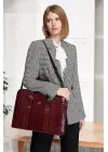 Unisex Lüx 14-15.6 inç Bordo Kroko Ofis Evrak Laptop Çantası