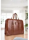 Unisex Lüx 14-15.6 Kroko Taba Ofis Evrak Laptop Çantası