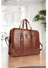 Unisex Lüx 14-15.6 Kroko Taba Ofis Evrak Laptop Çantası