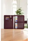 Lüx Macbook Air Pro 13-14 İnç Ofis Organizer Bordo Naturel Evrak & Laptop & Tablet Çantası